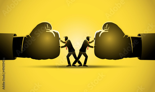 Man stop conflict. Business illustration