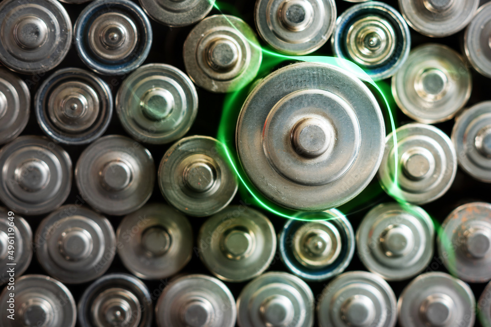 AA batteries background closeup view AA batteries background closeup view