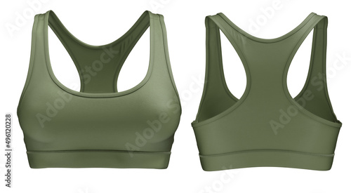 Women's Sports Bra Mockup ( 3D photorealistic render ) Olive 