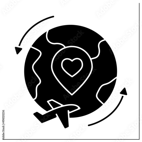 Repatriation glyph icon. Returning voluntarily or forcibly to place of origin or citizenship. Restoring to homeland. Migration concept.Filled flat sign. Isolated silhouette vector illustration