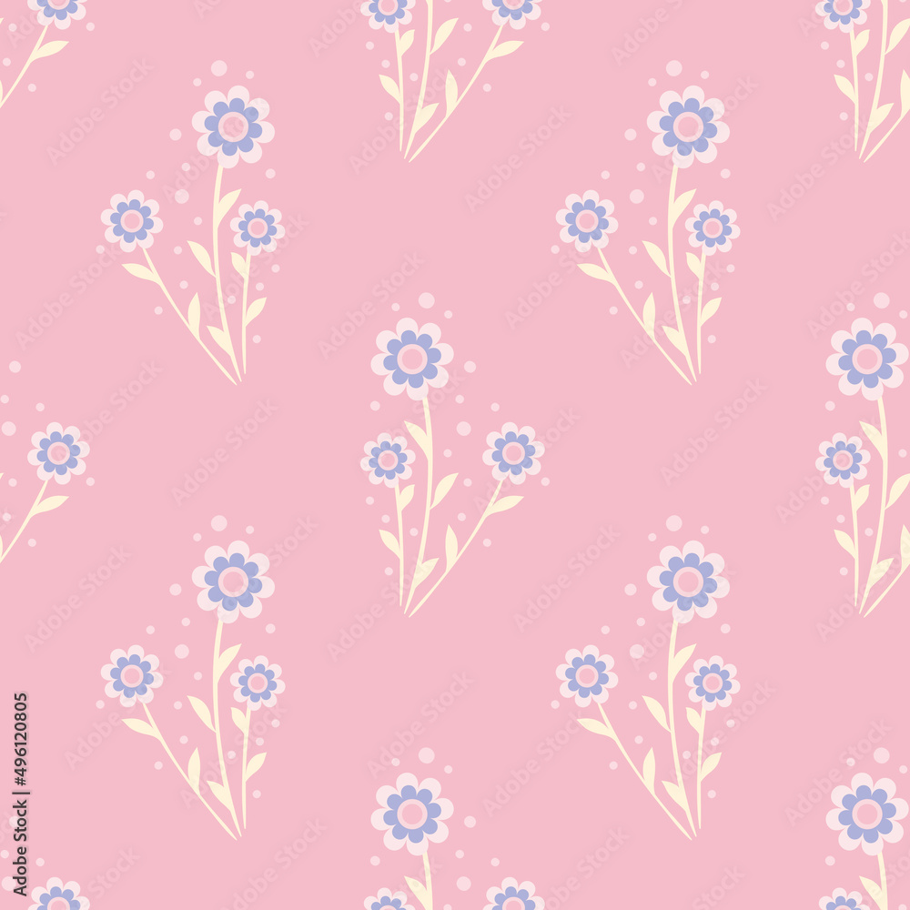 Floral vector pattern. Flower seamless repeat pattern background. Pink and colorful.