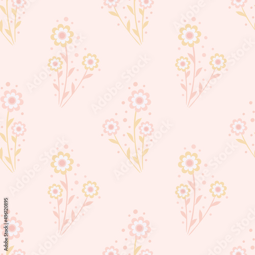 Floral vector pattern. Flower seamless repeat pattern background. Pastel pattern for spring.