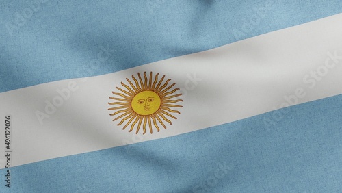 National flag of Argentina waving 3D Render, Republic Argentine flag textile designed by Manuel Belgrano, argentinian flag, Bandera Oficial de Ceremonia or Bandera de Ornato
