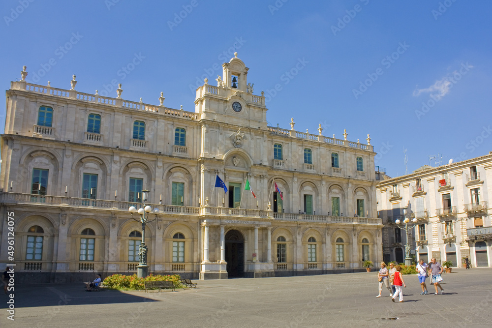  Palace of the University at University Square (or Piazza Universita) in Catania, Italy, Sicily 