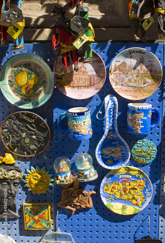  Typical sicilian ceramic souvenirs for sale in Catania