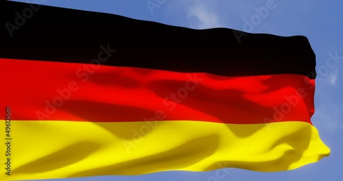 Flag of Germany waving in the sky. Seamless looping animation. photo