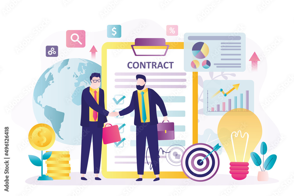 Two businessmen making contract. Concept of partnership and companies collaboration Two businessmen making contract. Concept of partnership and companies collaboration