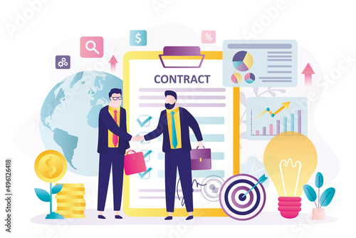 Two businessmen making contract. Concept of partnership and companies collaboration