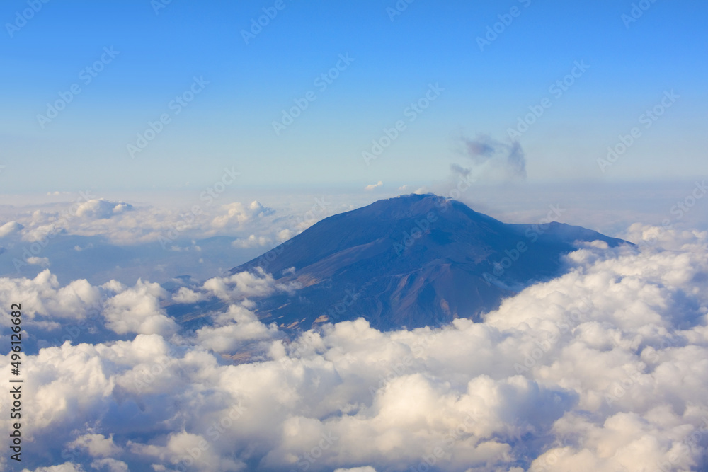 Aerial view of volcano Etna during a fly Aerial view of volcano Etna during a fly