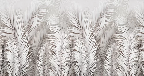 Obraz Tropikalne liście palmowe na tło grunge.