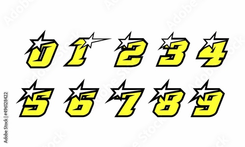 Racing number logo design with stars