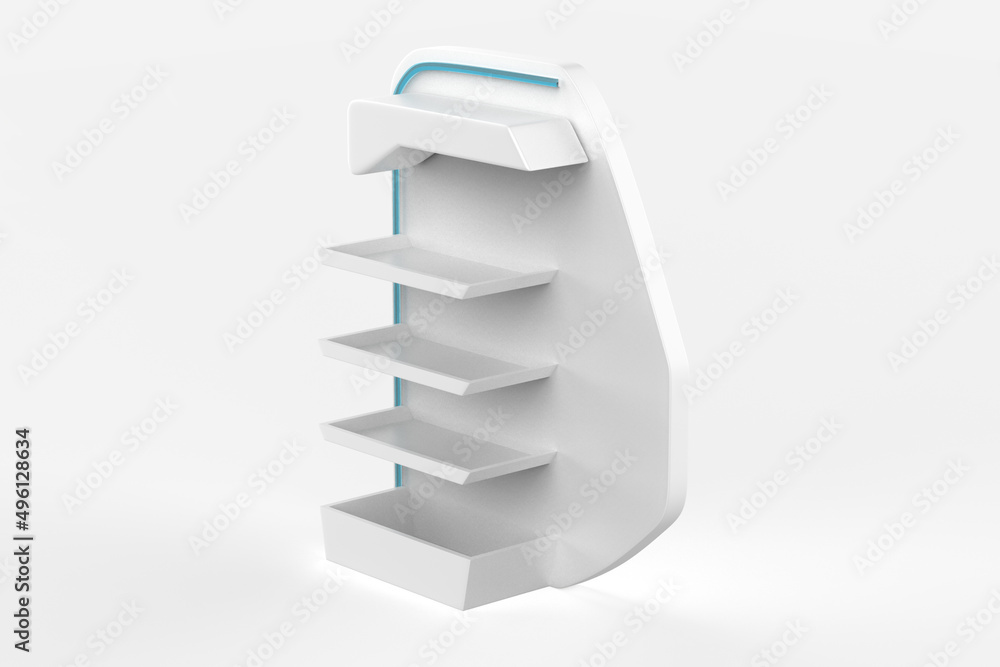 Display stand, retail display stand for product , display stands isolated on white background. 3d illustration Display stand, retail display stand for product , display stands isolated on white background. 3d illustration