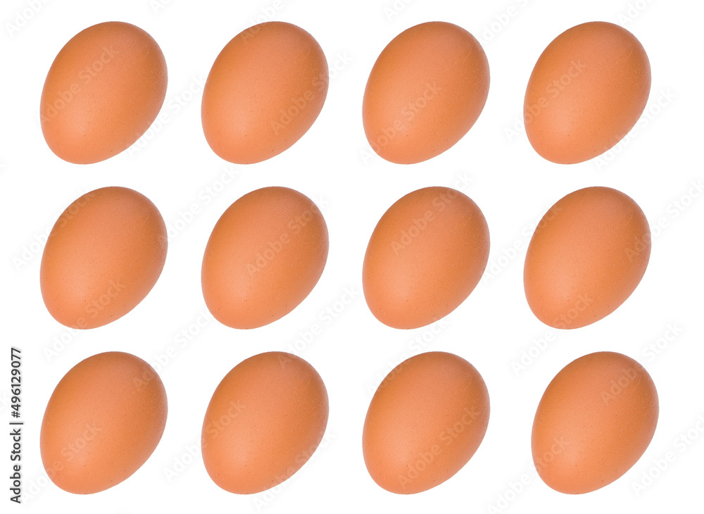 Easter Egg pattern: raw chicken eggs on white background. Top view, healthy food. Easter Egg pattern: raw chicken eggs on white background. Top view, healthy food.