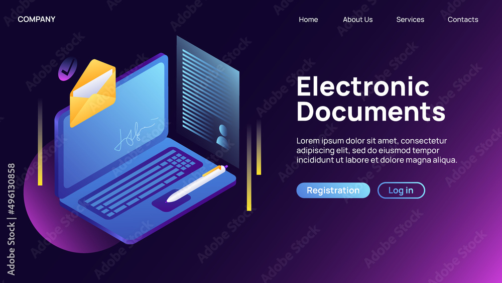 Electronic Documents service. Creative Landing Website Page. Vector illustration Electronic Documents service. Creative Landing Website Page. Vector illustration