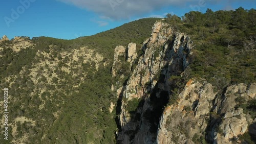 Aerial video of the Puertas del Cielo area, in the town of Santa Ines, Ibiza. photo