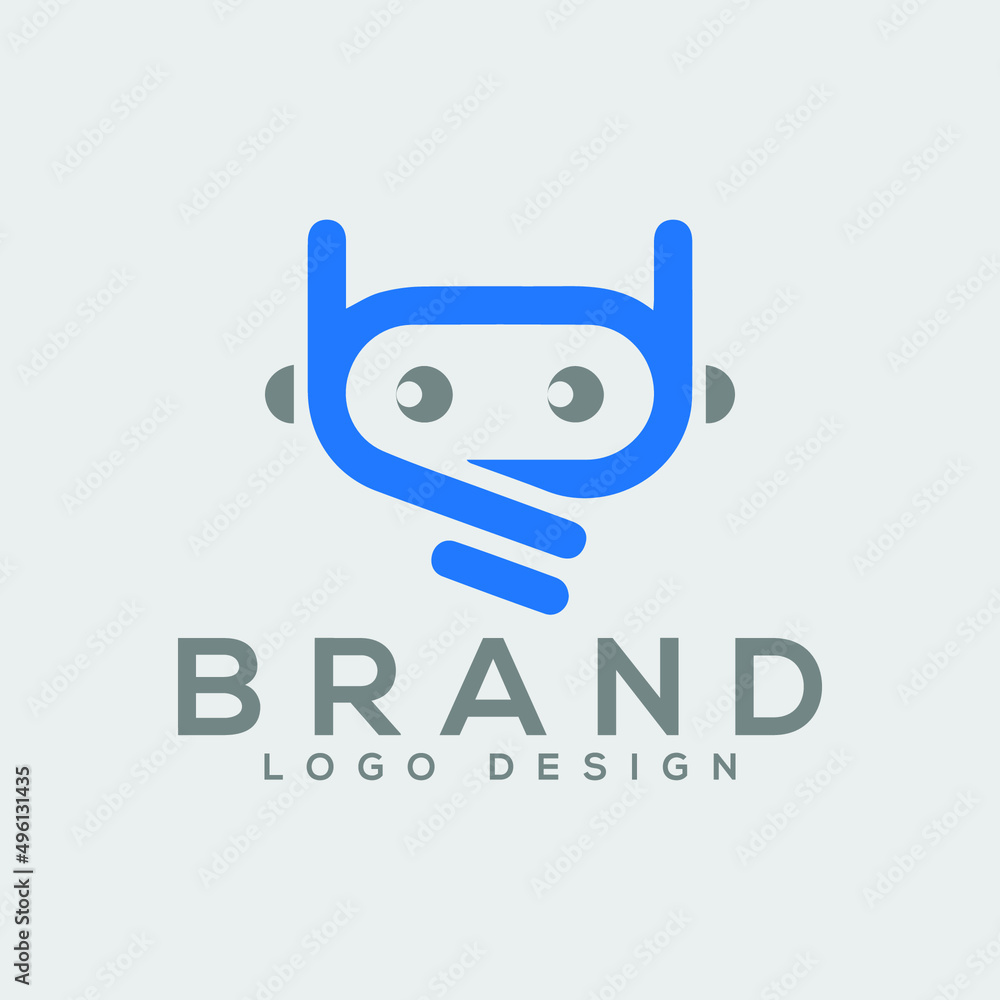 Fototapeta premium vector Creative Initials Simple Robot Logo Design 