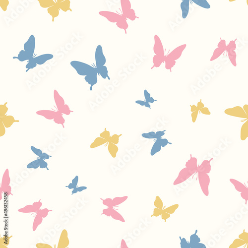 Vector butterfly seamless repeat pattern design background.