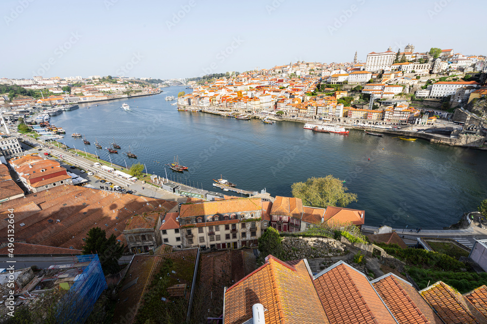  panoramic view over the Douro river in Porto, Portugal