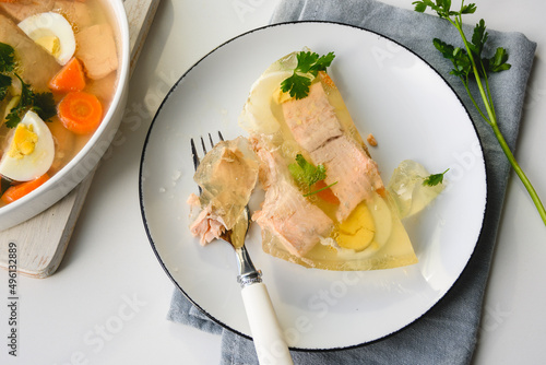 Obraz na płótnie Trout fish in aspic with vegetables