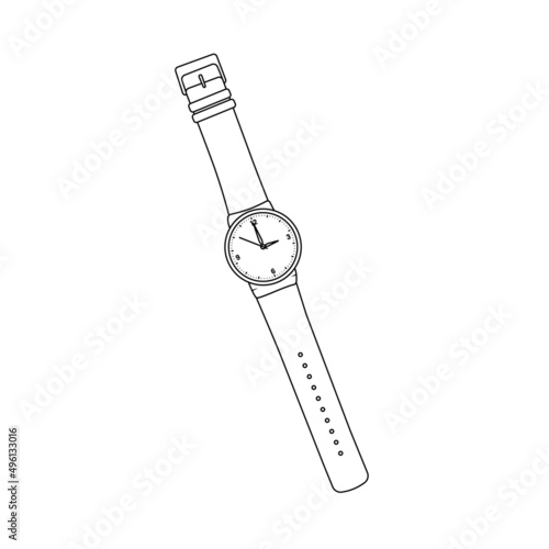Wristwatch Outline Icon Illustration on Isolated White Background Suitable for Time, Watch, Accessories Icon