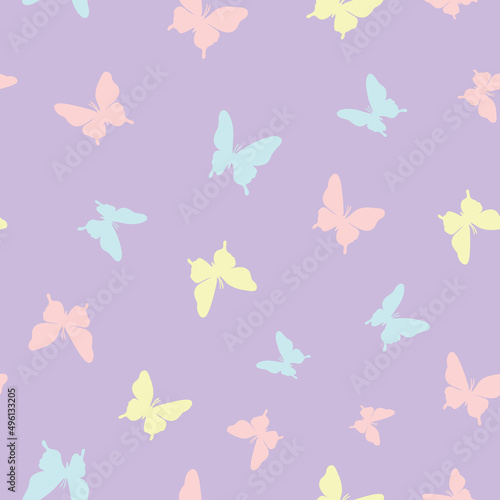 Vector butterfly seamless repeat pattern design background. Cute butterfly silhouette design