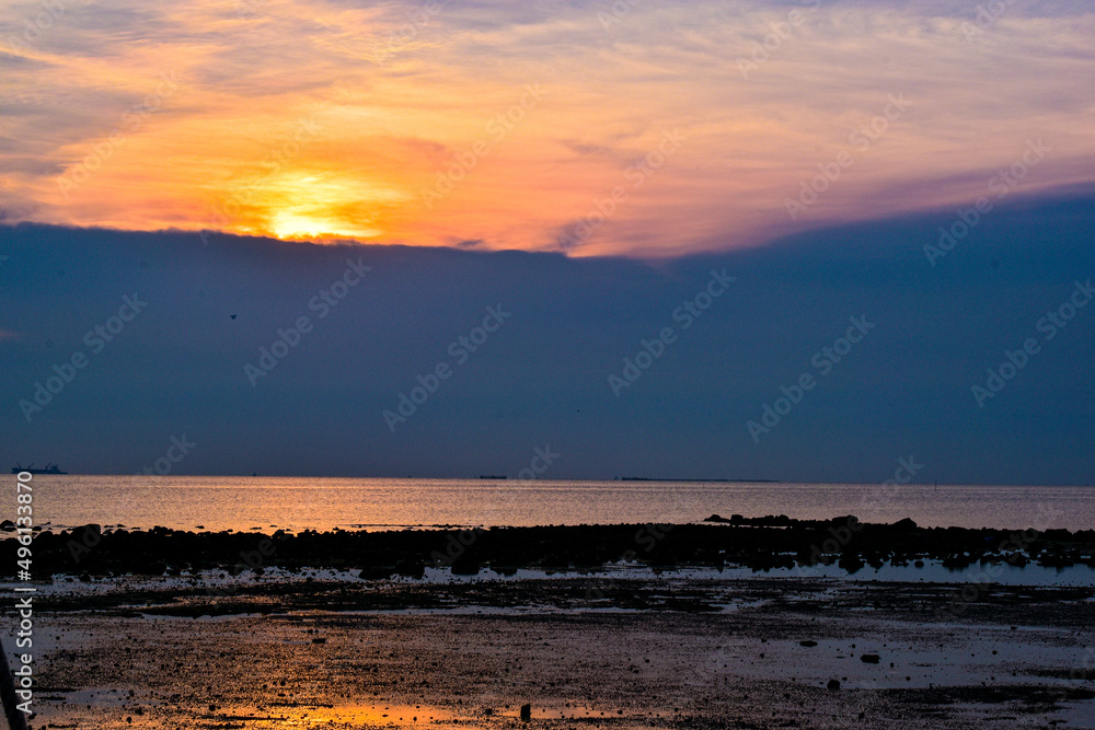 beach background sea sky at dusk sunset shine bright colors beach background sea sky at dusk sunset shine bright colors