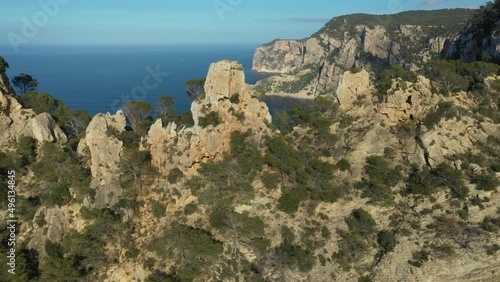 Aerial video of the Puertas del Cielo area, in the town of Santa Ines, Ibiza. photo