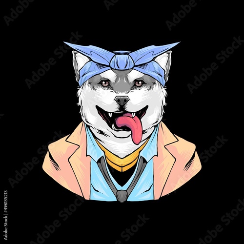 Doggy punk gangster illustration artwork