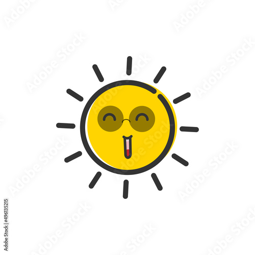 Happy color bright sun shine with sun glasses, summer time icon