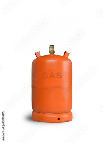orange butane gas cylinder isolated on white background