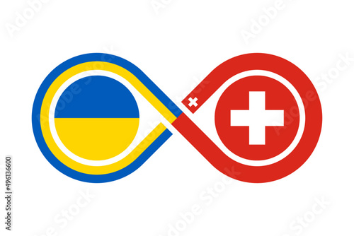 harmony icon of ukraine and switzerland flags. vector illustration isolated on white background