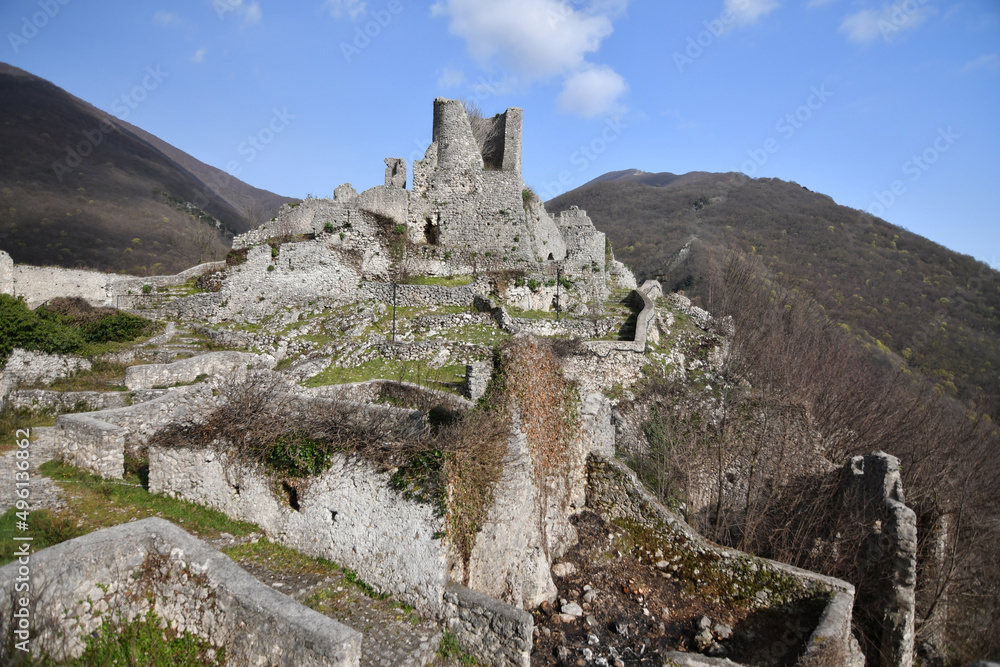 The ruins of a medieval castle in Gioia Sannitica, province of Caserta, Italy.	