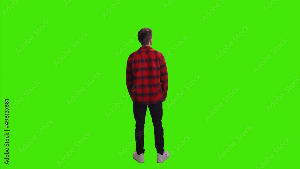 A man standing in city facing the opposite direction on greenscreen A man standing in city facing the opposite direction on greenscreen