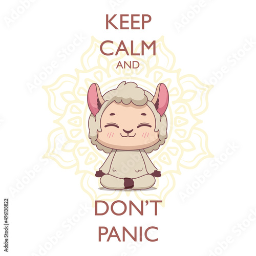Little meditating llama keeping calm