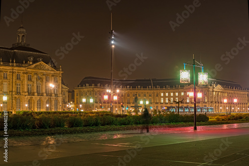 Night Scenery of Bordeaux Bourse Place at Night