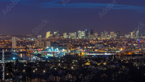 La Defense Business District at Night From Above