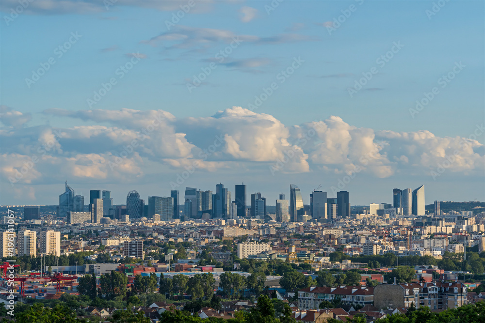 Towers Skyline of La Defense Business District Form Above With Clouds