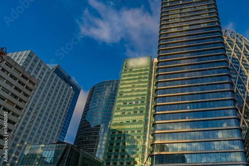 Cloudy Sky and Light Reflections Over Towers at La Defense Business District