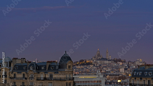 Dawn Over Sacred Heart Basilica in Paris From Above