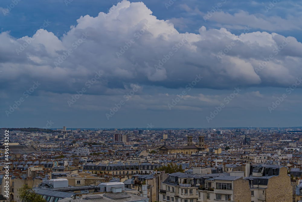 Paris Rooftops in a Cloudy Day Typical Architecture Touristic Place