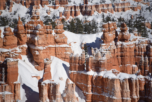 Utah- Close Up Overview of Snow Covered Bryce Canyon