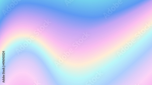 Abstract hologram wave rainbow tender pastel background with gradient in pink, violet, blue, peach, yellow colors