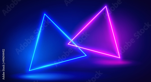 Abstract Neon Color Triangle Background
