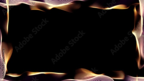 A elegant frame of waves overlay on a black background.