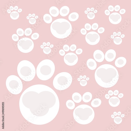 white footprints of a cat or dog on orange