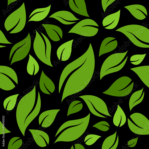 Leaf Pattern Seamless With Black Background