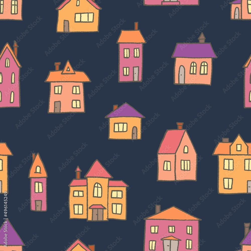 Town background - vector seamless pattern
