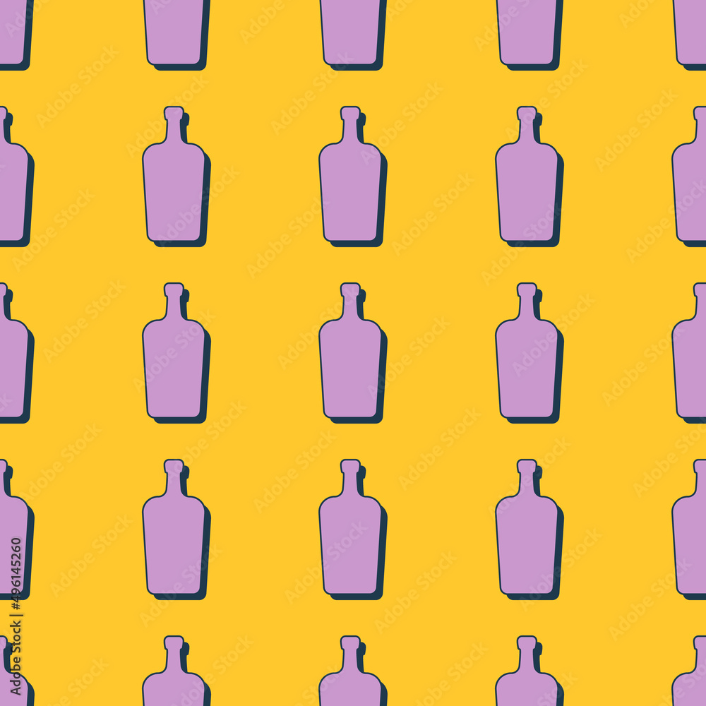 Liquor bottles seamless pattern. Line art style. Outline image. Colored repeat template. Party drinks concept. Illustration on color background. Flat design style for any purposes Liquor bottles seamless pattern. Line art style. Outline image. Colored repeat template. Party drinks concept. Illustration on color background. Flat design style for any purposes
