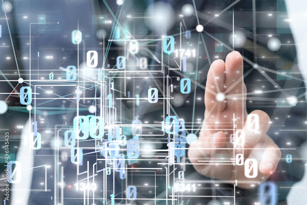 Global network. Blockchain. 3D illustration. Neural networks and artificial intelligence. Abstract Global network. Blockchain. 3D illustration. Neural networks and artificial intelligence. Abstract