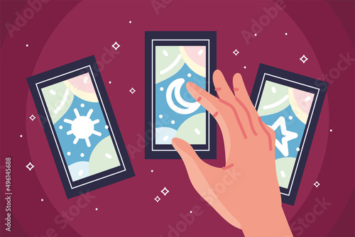 fortune teller hands and deck tarot
